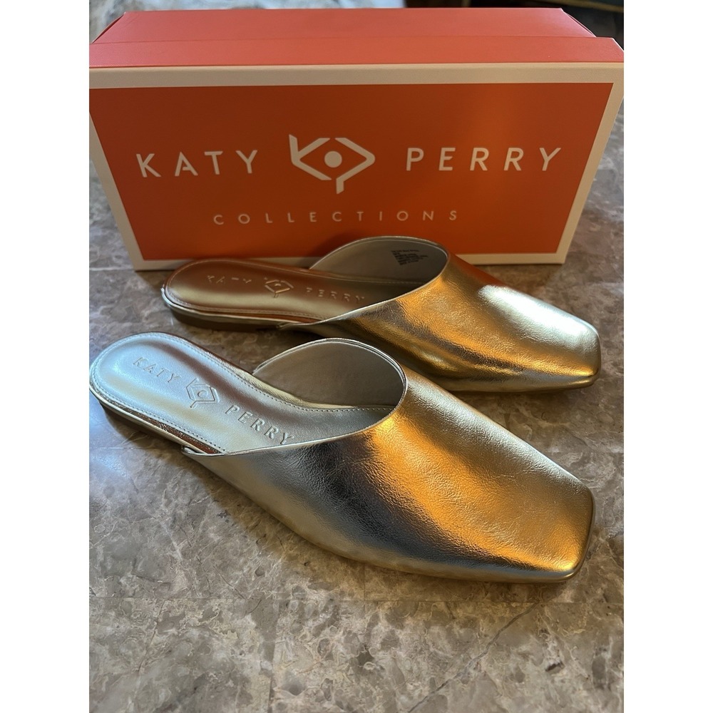 Katy Perry Women's Sz 10 Evie Mule Textured Faux Nappa GOLD Slide On  Shoes  NEW - Picture 2 of 7